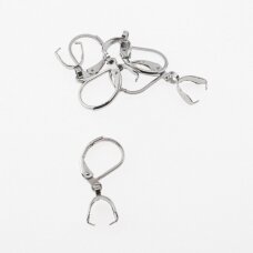 10 pcs, stainless steel leverback earring findings, silver color, clasp width-10 mm, clamp length-11 mm