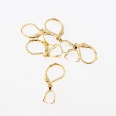 10 pcs, stainless steel leverback earring findings, gold plated, gold color, clasp width-10 mm, clamp length-11 mm