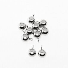 20 pcs, stainless steel hanger links, bail beads, silver color, ball size-6 mm, hole size-3, loop size-3 mm