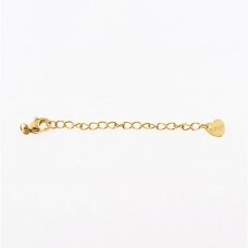 10 pcs, stainless steel chain extender with clasp, gold plated, gold color, chain length-5 mm, clasp: wide-6.5 mm, length-10 mm, hole size-2 mm