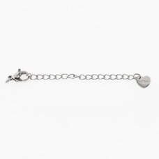 10 pcs, stainless steel chain extender with clasp, silver color, chain-5 mm, clasp: wide-6.5 mm, length-10 mm, hole size-2 mm