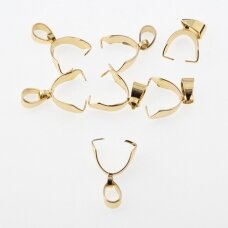 10 pcs, stainless steel pendant pick pinch bails, gold plated, gold color, width- 5 mm, length- 18 mm