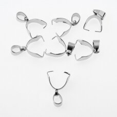 10 pcs, stainless steel pendant pick pinch bails, silver color, width- 4 mm, length- 16 mm