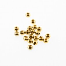 100 pcs, stainless steel round beads, gold plated, gold color, diameter- 2 mm, hole size- 1 mm