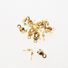 100 pcs, stainless steel bead tips, Calotte ends, gold color, length-6 mm, width-3.5 mm, inner diameter-2.4 mm, hole size-1.5 mm