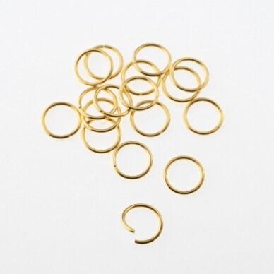 100 pcs, stainless steel unsoldered single jump rings, gold color, line diameter-0.7 mm, diameter 4, 5, 6, 7, 8 mm