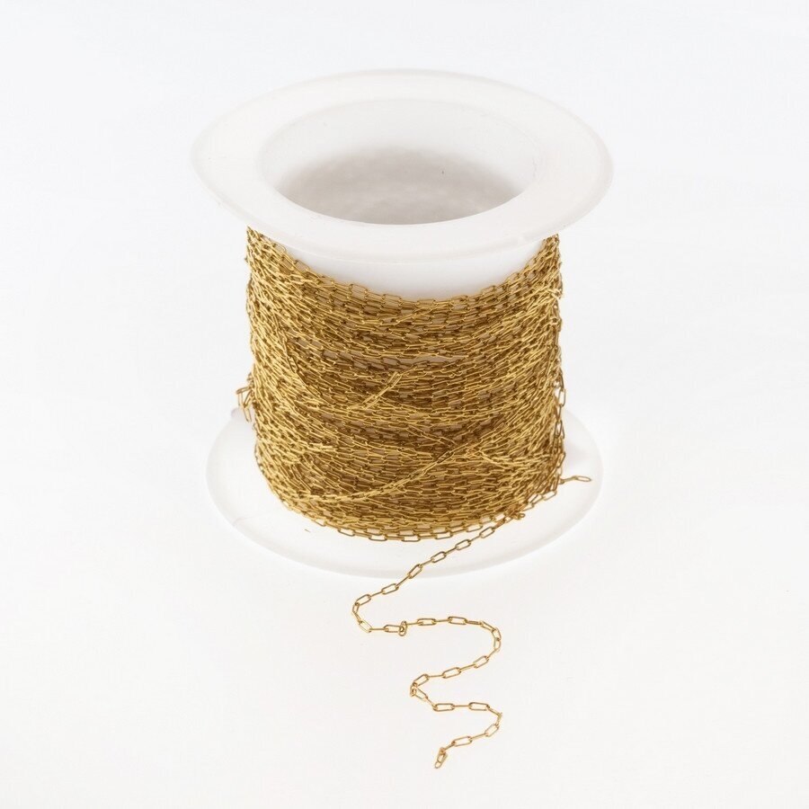 10 meters, stainless steel chain, gold plated, gold color, width - 2 mm, line diameter - 0.25 mm