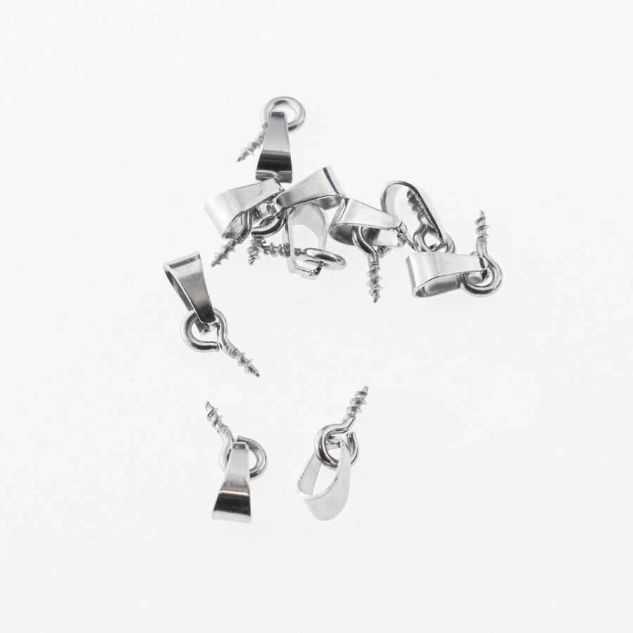 100 vnt, nerūdijančio plieno įsukami laikikliai, sidabrinė spalva, metalo storis- 1 mm, plotis- 4 mm, ilgis- 8 mm, skylė- 2 mm 100 vnt, nerūdijančio plieno įsukami laikikliai, sidabrinė spalva, metalo storis- 1 mm, plotis- 4 mm, ilgis- 8 mm, skylė- 2 mm