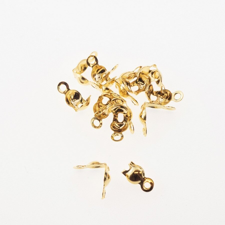 100 pcs, stainless steel bead tips, Calotte ends, gold color, length-7.5 mm, width-4 mm, inner diameter-3.2 mm, hole size-1.5 mm 100 pcs, stainless steel bead tips, Calotte ends, gold color, length-7.5 mm, width-4 mm, inner diameter-3.2 mm, hole size-1.5 mm