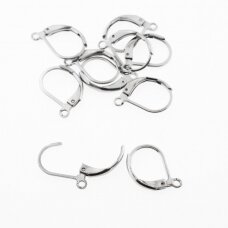 20 pcs, stainless steel leverback earring findings with hoop, silver color, width-10 mm, length-16 mm