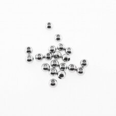 20 pcs, stainless steel round beads, silver color, diameter-2 mm, hole size-1 mm