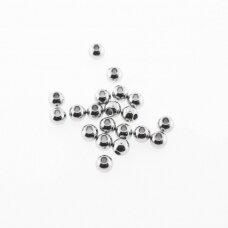 20 pcs, stainless steel round beads, silver color, diameter-2 mm, hole size-1 mm 20 pcs, stainless steel round beads, silver color, diameter-2 mm, hole size-1 mm