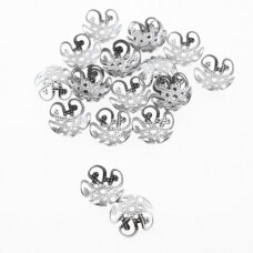 20 pcs, stainless steel bead caps, silver color, diameter- 8, 10 mm