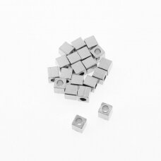 20 pcs, stainless steel cube beads, silver color, size: 2.5, 3 mm, hole size-1.5 mm
