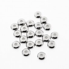 20 pcs, stainless steel flat round spacer beads, silver color, line diameter-4 mm, outer diameter-8 mm, inner diameter-2.5 mm