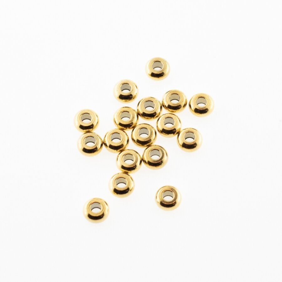 20 pcs, stainless steel abacus beads, gold plated, gold color, line diameter-2 mm, hole size-1.5 mm, outer diameter- 4, 5 mm 20 pcs, stainless steel abacus beads, gold plated, gold color, line diameter-2 mm, hole size-1.5 mm, outer diameter- 4, 5 mm
