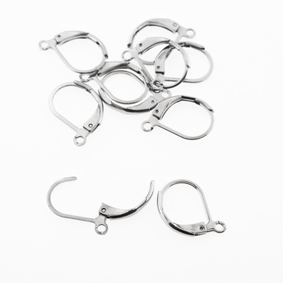 20 pcs, stainless steel leverback earring findings with hoop, silver color, width-10 mm, length-16 mm 20 pcs, stainless steel leverback earring findings with hoop, silver color, width-10 mm, length-16 mm