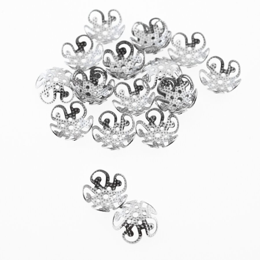 20 pcs, stainless steel bead caps, silver color, diameter- 8, 10 mm 20 pcs, stainless steel bead caps, silver color, diameter- 8, 10 mm