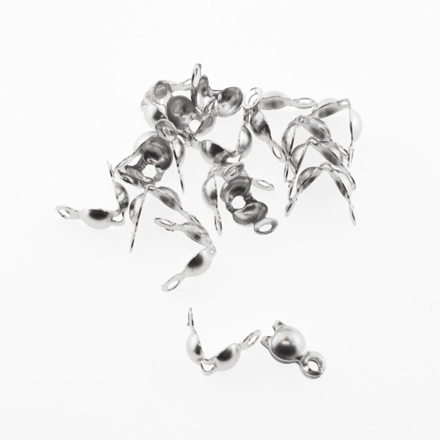 20 pcs, stainless steel bead tips, Calotte ends, silver color, length-7.5 mm, width-4 mm, inner diameter-3.2 mm, hole size-1.5 mm 20 pcs, stainless steel bead tips, Calotte ends, silver color, length-7.5 mm, width-4 mm, inner diameter-3.2 mm, hole size-1.5 mm