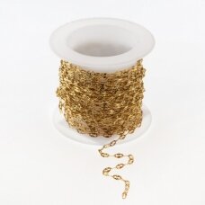 5 meters, stainless steel chain, gold plated, gold color, width - 4.2 mm, line diameter - 0.5 mm, 5 m