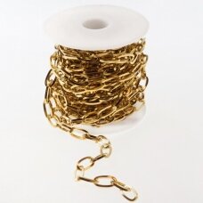5 meters, stainless steel chain, gold plated, gold color, width - 6 mm, line diameter - 1 mm