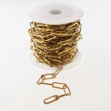 5 meters, stainless steel chain, gold plated, gold color, wide - 6.5 mm, line diameter - 1 mm