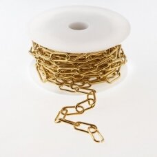 5 meters, stainless steel chain, gold plated, gold color, width - 7 mm, line diameter - 1.6