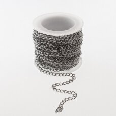 5 meters, stainless steel chain, silver color, width - 2.5, 3, 3.6 mm, line diameter - 0.5, 0.6, 0.8 mm