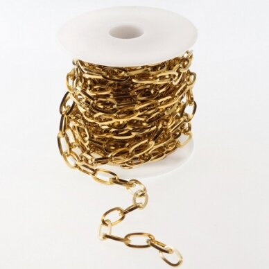 5 meters, stainless steel chain, gold plated, gold color, width - 6 mm, line diameter - 1 mm