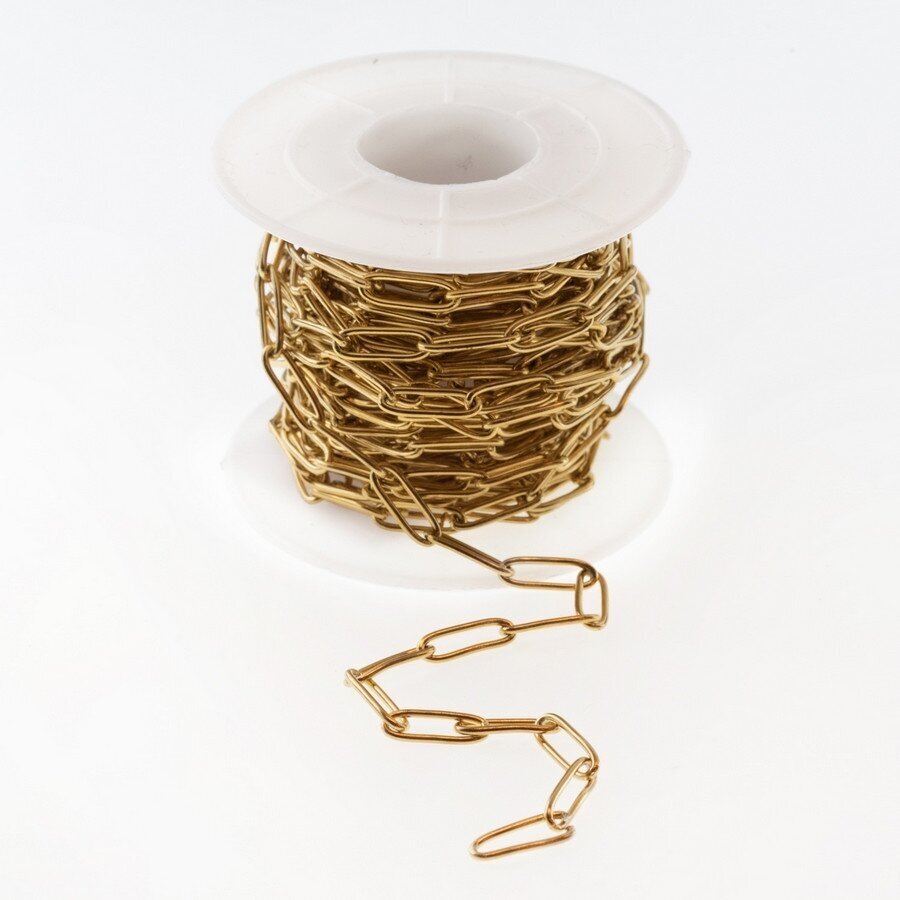 5 meters, stainless steel chain, gold plated, gold color, width - 4 mm, line diameter - 1 mm
