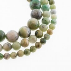 African Green Jade (Quartz), Natural, B Grade, Round Bead, 37-39 cm/strand, 6, 8, 10, 12 mm