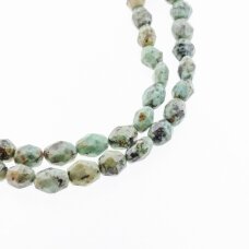 African Turquoise Jasper, Natural, B Grade, Faceted Hand-cut Oval Bead, 37-39 cm/strand, about 10x12-12x14 mm