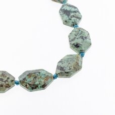 African Turquoise Jasper, Natural, B Grade, Faceted Flat Polygon Bead, 37-39 cm/strand, about 20x30x8 mm