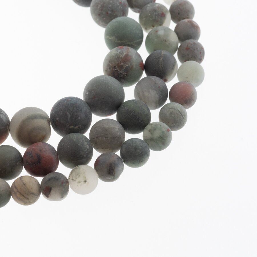African Bloodstone, Natural, B Grade, Matte Round Bead, Dark Green-Red, 37-39 cm/strand, 4, 6, 8, 10, 12 mm African Bloodstone, Natural, B Grade, Matte Round Bead, Dark Green-Red, 37-39 cm/strand, 4, 6, 8, 10, 12 mm