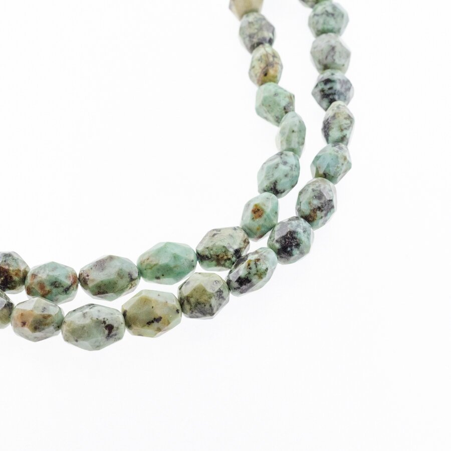 African Turquoise Jasper, Natural, B Grade, Faceted Hand-cut Oval Bead, 37-39 cm/strand, about 10x12-12x14 mm African Turquoise Jasper, Natural, B Grade, Faceted Hand-cut Oval Bead, 37-39 cm/strand, about 10x12-12x14 mm