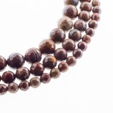 Agua Nueva Agate, Natural, B Grade, Faceted Round Bead, Red-Brown, 37-39 cm/strand, 4, 6, 8, 10, 12 mm