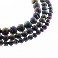 Druzy Agate, Natural, AB Grade, Electroplated, Round Bead, Rainbow, 37-39 cm/strand, 6, 8, 10, 12, 14, 16, 18, 20 mm