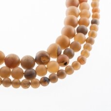 Druzy Agate, Natural, AB Grade, Electroplated, Round Bead, Champagne Gold, 37-39 cm/strand, 6, 8, 10, 12, 14, 16, 18, 20 mm
