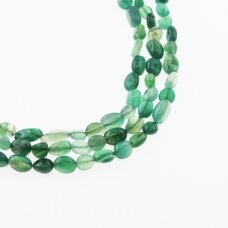 "Agate, Natural, Dyed, B Grade, Pebble Bead, Green, 37-39 cm/strand, ""M"" size about 5x6-7x10 mm"