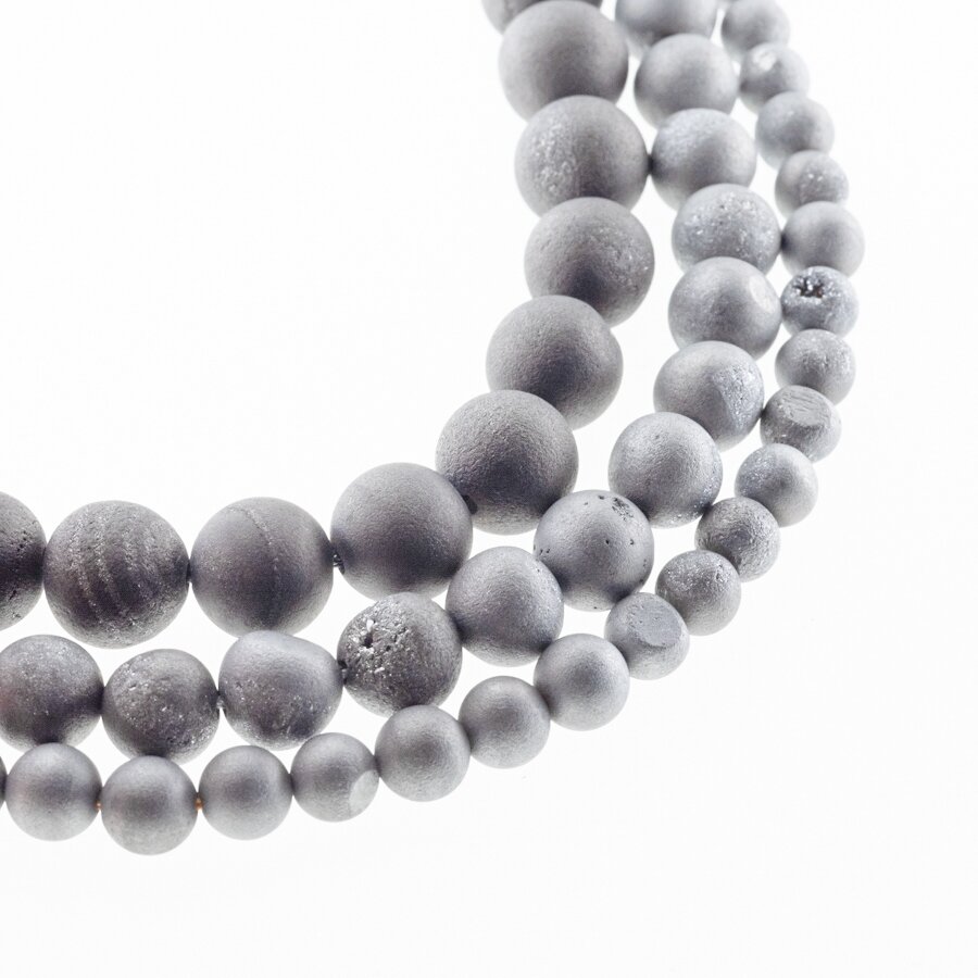 Agatas Druzy, natūralus, AB kokybė, galvanizuotas, apvali forma, sidabro spalva, 37-39 cm/gija, 6, 8, 10, 12, 14, 16, 18, 20 mm Agatas Druzy, natūralus, AB kokybė, galvanizuotas, apvali forma, sidabro spalva, 37-39 cm/gija, 6, 8, 10, 12, 14, 16, 18, 20 mm