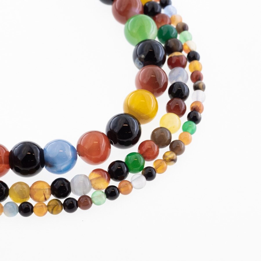 Mixed Agate, Natural, Dyed, Round Bead, 37-39 cm/strand, 4, 6, 8, 10, 12 mm Mixed Agate, Natural, Dyed, Round Bead, 37-39 cm/strand, 4, 6, 8, 10, 12 mm