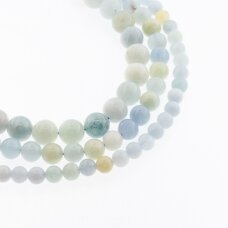 Aquamarine Mix, Natural, B Grade, Round Bead, Sky Blue, 37-39 cm/strand, 10 mm