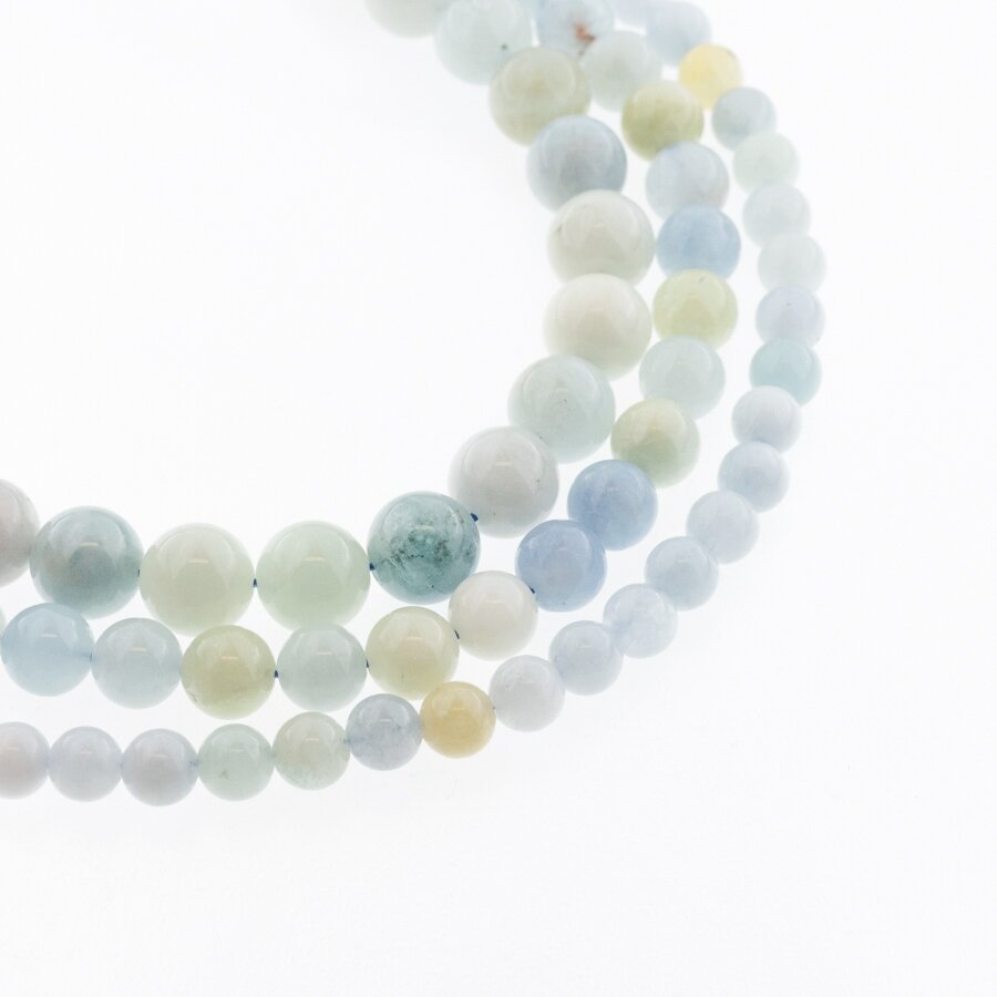 Aquamarine Mix, Natural, B Grade, Round Bead, Sky Blue, 37-39 cm/strand, 6, 8, 10, 12 mm Aquamarine Mix, Natural, B Grade, Round Bead, Sky Blue, 37-39 cm/strand, 6, 8, 10, 12 mm