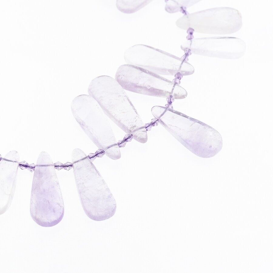 Lavender Amethyst, Natural, AB Grade, Hand-cut Top-drilled Flat Teardrop Bead, Light Violet, 37-39 cm/strand, about 12x23-15x34 mm Lavender Amethyst, Natural, AB Grade, Hand-cut Top-drilled Flat Teardrop Bead, Light Violet, 37-39 cm/strand, about 12x23-15x34 mm