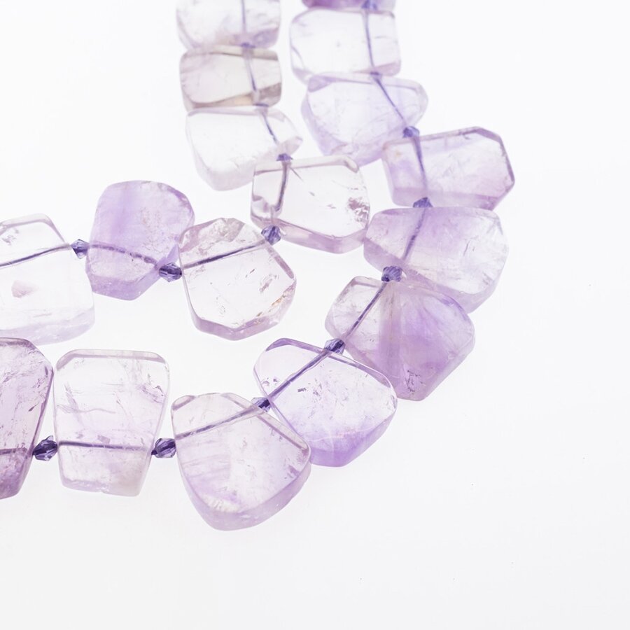 Lavender Amethyst, Natural, B Grade, Rough Top-drilled Hand-cut Fan Bead, Light Violet, 37-39 cm/strand, about 13x16-28x36 mm Lavender Amethyst, Natural, B Grade, Rough Top-drilled Hand-cut Fan Bead, Light Violet, 37-39 cm/strand, about 13x16-28x36 mm