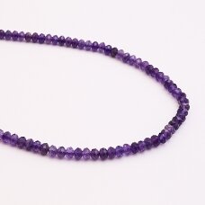 Amethyst, natural, AB quality, faceted, abacus rondelle bead, 37-39 cm/string, 6x4 mm