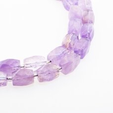 Amethyst, Natural, AB Grade, Faceted Hand-cut Polygon Bead, Light Violet, 37-39 cm/strand, about 11x15x10-12x16x12 mm