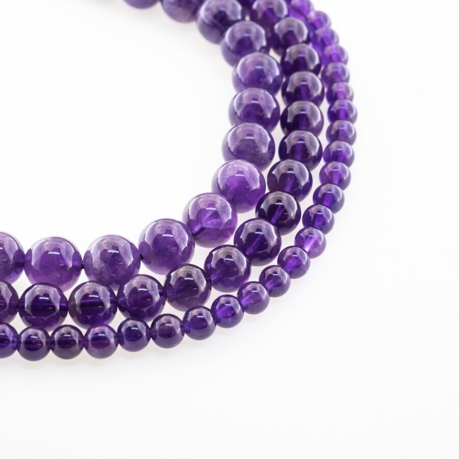 Ametistas, natūralus, A kokybė, apvali forma, tamsiai violetinė spalva, 37-39 cm/gija, 6, 8, 10 mm Ametistas, natūralus, A kokybė, apvali forma, tamsiai violetinė spalva, 37-39 cm/gija, 6, 8, 10 mm