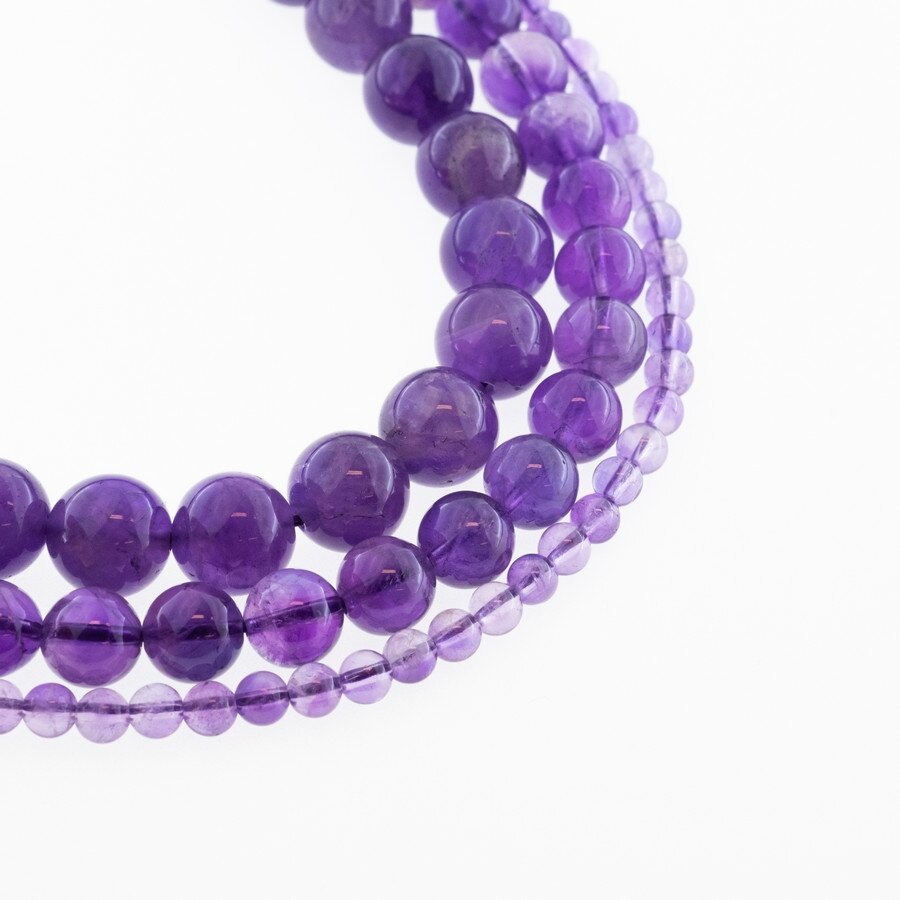 Amethyst, Natural, AB Grade, Round Bead, Light Violet, 37-39 cm/strand, 4, 6, 8, 10, 12 mm