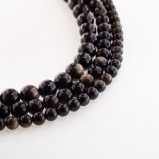 Golden Sheen Obsidian, Natural, A Grade, Round Bead, Black, 37-39 cm/strand, 4, 6, 8, 10, 12 mm Golden Sheen Obsidian, Natural, A Grade, Round Bead, Black, 37-39 cm/strand, 4, 6, 8, 10, 12 mm